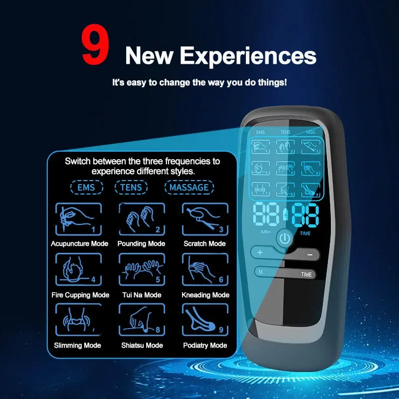 Explain modes of Tens Muscle Stimulator Electric EMS Acupuncture Body Massage Digital Therapy